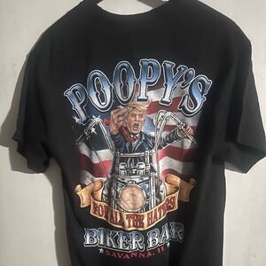 Poopy's Biker Bar T-Shirt , Size Large featuring Trump